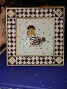 Mirasol Ceramic Vinta. Cork Tile Trivet, Rooster, Carmel by the Sea, California